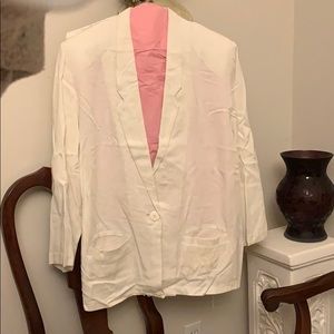 Vintage 80s White Rayon Suit Jacket Shorts